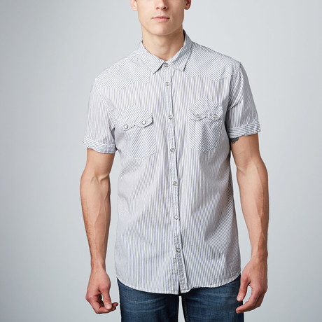 Western Snap Short-Sleeve Shirt // White