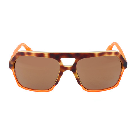 MCQ // Heavy Top Bar Hexagonal Sunglasses // Neon Orange + Brown Spot