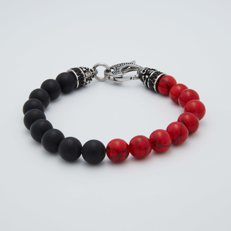Fossil + Onyx Lobster Clasp Bracelet // Red