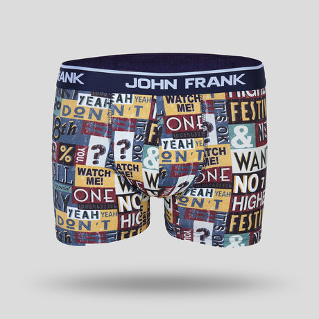 Vintage Font Print Boxer Brief // Yellow + Blue + Red
