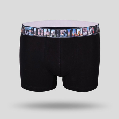 Cities Printed Band Solid Boxer Brief // Black