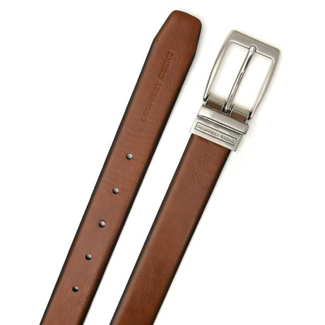 30mm Feather Edge Non Stitched Reversible Burnished Belt // Tan + Black