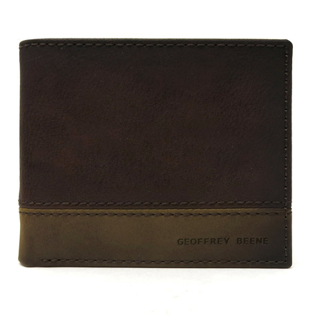 Colorblock Bifold Wallet With RFID Blocking // Brown + Olive