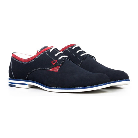 Colorblocked Lace-Up Derby // Navy + Blue + Red