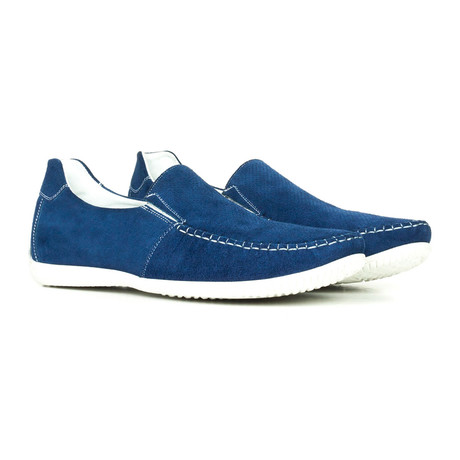 Contrast Stitched Moccasin // Blue