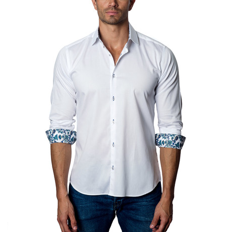 Solid Woven Button-Up // White
