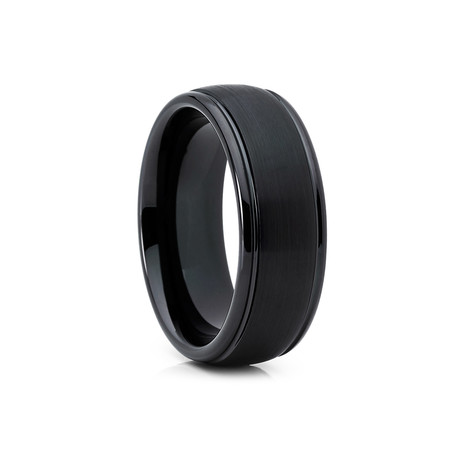 8mm Dome Round Edge Tungsten Ring // Black