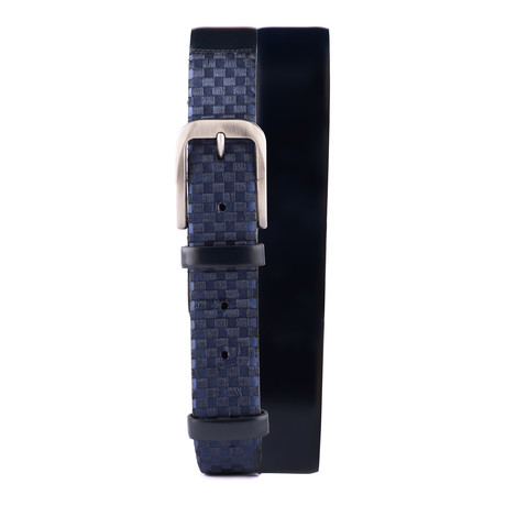 Checkered Woven Belt // Navy