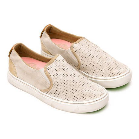 Soumei Perforated Suede Perforated Slip-On // Beige