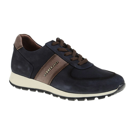 Contrast Trimmed Lace-Up Sneaker // Brown + Dark Blue!