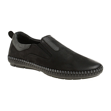 Suede Moccasin Slip-On Sneaker // Black