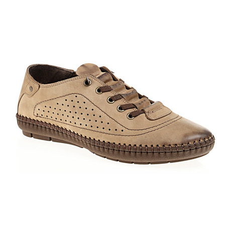 Perforated Lace-Up Moccasin Sneaker // Mink Nubuck