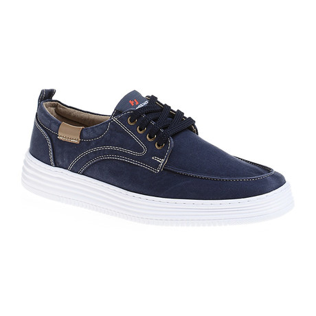 Thick Sole Stithed Lace-Up Sneaker // Dark Blue