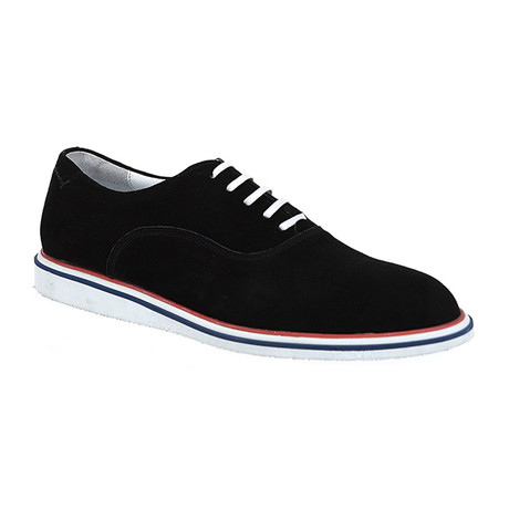 Suede Lace-Up Sneaker Oxford // Black