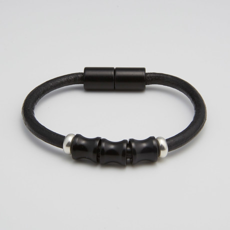 3 Spine Bead Bracelet // Black + Black