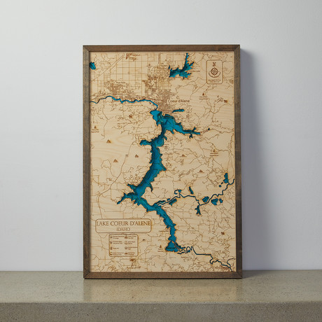 Geographical 3D Wood Map // Coeur D' Alene