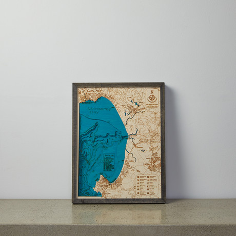 Geographical 3D Wood Map // Monterey Bay