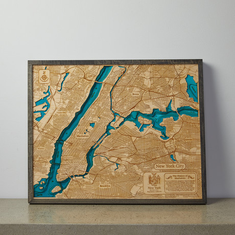 Geographical 3D Wood Map // Manhattan, NYC
