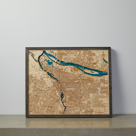 Geographical 3D Wood Map // Portland, OR