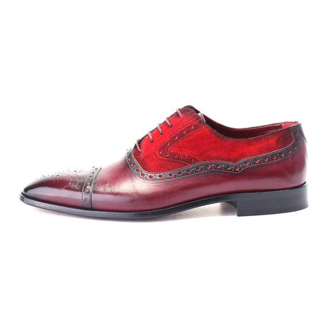 Aagneya Mixed Texture Perforated Toe Oxford // Bordeaux Red