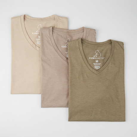 V-Neck Essential Tees Earth Pack // Tan + Olive + Taupe // Pack of 3