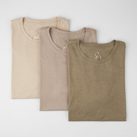 Crewneck Essential Tees Earth Pack // Tan + Olive + Taupe // Pack of 3