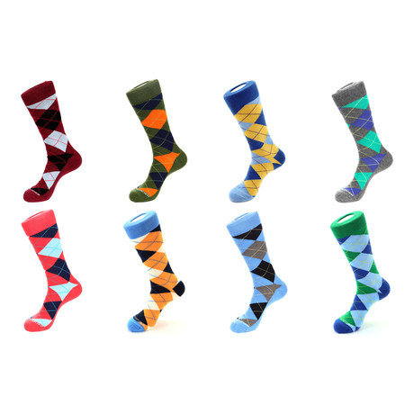 Dress Socks // Bright Argyle // Pack of 8