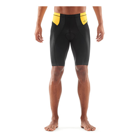 TRI400 Triathlon Compression Shorts // Black + Yellow