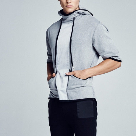 Kyan Panel Hooded Sweatshirt // Heather Grey