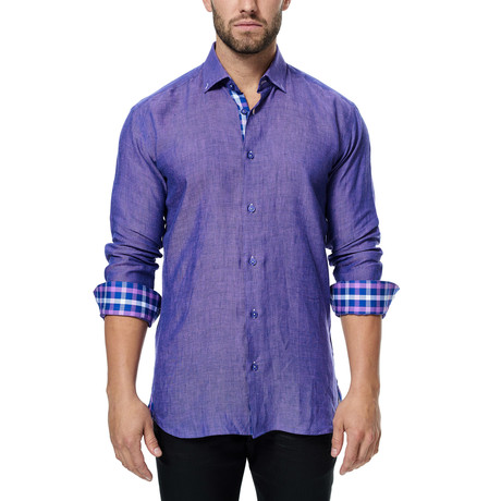 Linen Texture Long-Sleeve Button-Up // Purple