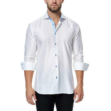 Link Textue Long-Sleeve Button-Up // White