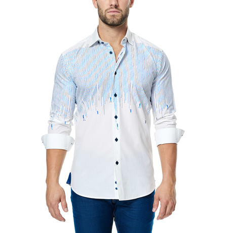 Painter Long-Sleeve Button-Up // White + Blue