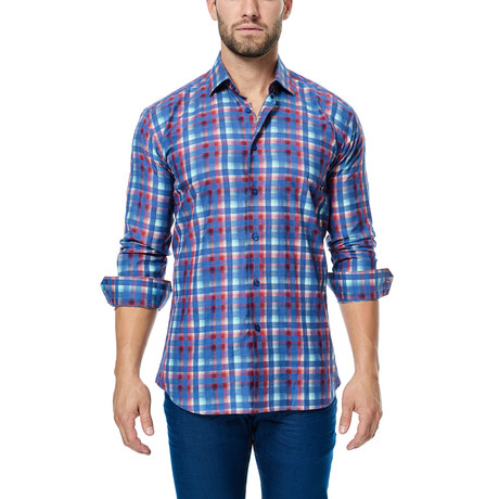 Gingham Long-Sleeve Button-Up // Blue + Red