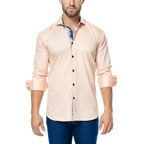 Check Placket Long-Sleeve Button-Up // Orange