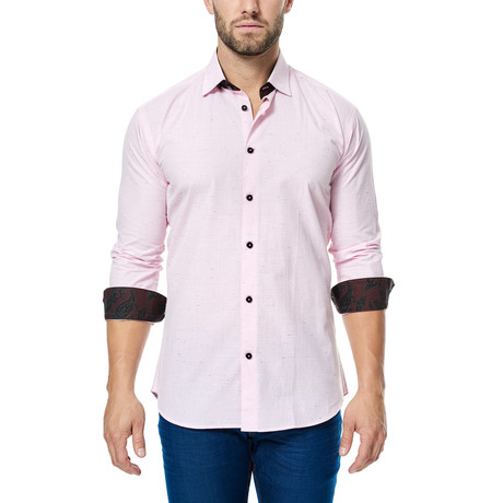 Marled Long-Sleeve Button-Up // Pink