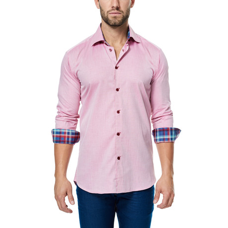 Check Cuff Long-Sleeve Button-Up // Red