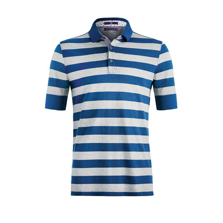 Studley Stripe Short-Sleeve Polo Shirt // Imperial Blue