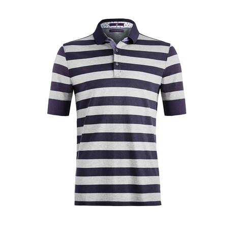 Studley Stripe Short-Sleeve Polo Shirt // Navy