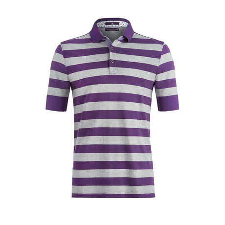 Studley Stripe Short-Sleeve Polo Shirt // Purple