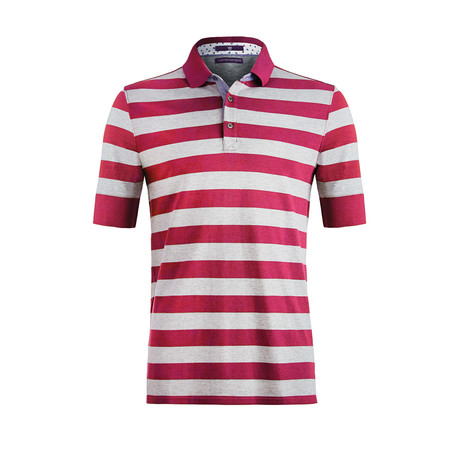 Studley Stripe Short-Sleeve Polo Shirt // Victory Red