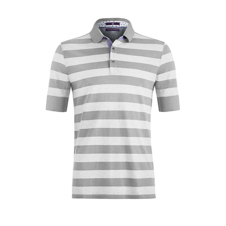Studley Stripe Short-Sleeve Polo Shirt // White