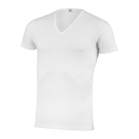 Short Sleeve V-Neck T-Shirt // White