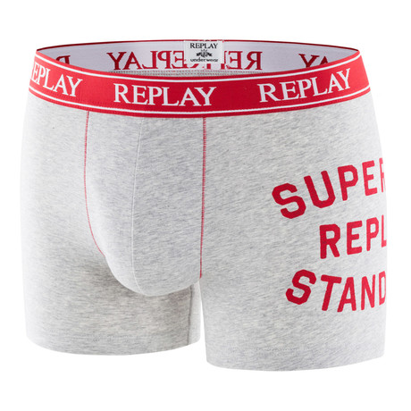 Contrast Text Print Fly-Less Boxer Brief // Light Gray + Red