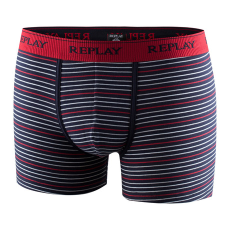 Striped Fly-Less Boxer Brief // Navy + White + Red