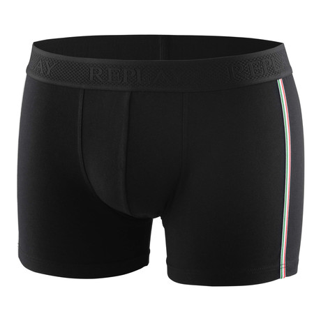 Sport Striped Solid Fly-Less Boxer Brief // Black