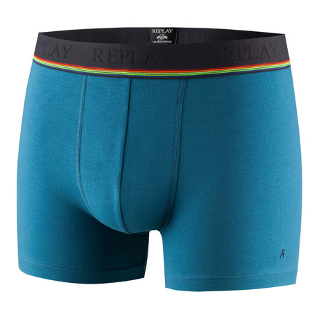 Contrast Stitched Band Fly-Less Boxer Brief // Blue