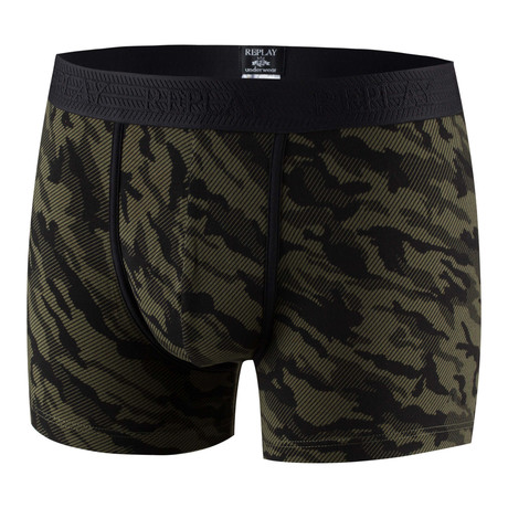 Camouflage Print Fly-Less Boxer Brief // Army Green