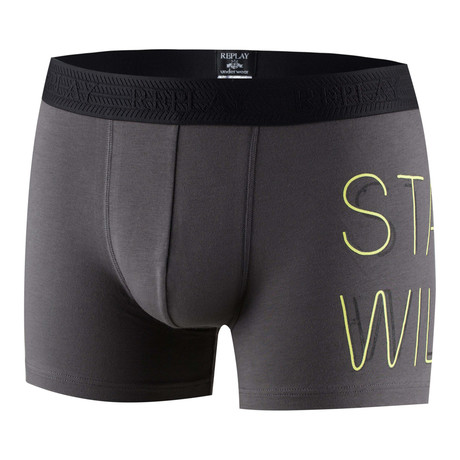 Contrast Text Fly-Less Boxer Brief // Gray + Yellow
