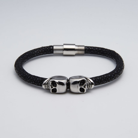 Stingray Skull Bracelet // Black + Silver