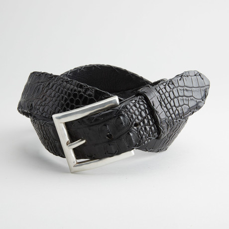 Matte Hornback American Alligator Leather Belt // Black